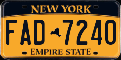 NY license plate FAD7240