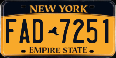 NY license plate FAD7251
