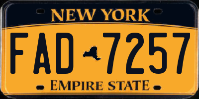 NY license plate FAD7257