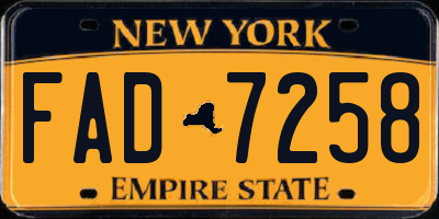 NY license plate FAD7258