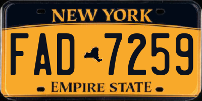 NY license plate FAD7259