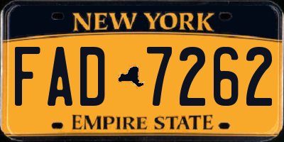 NY license plate FAD7262