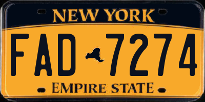 NY license plate FAD7274