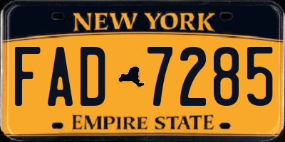 NY license plate FAD7285