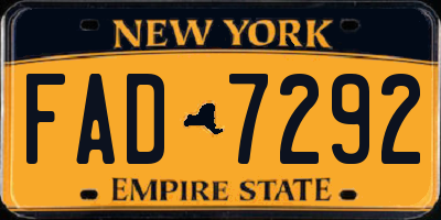 NY license plate FAD7292