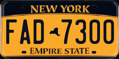NY license plate FAD7300