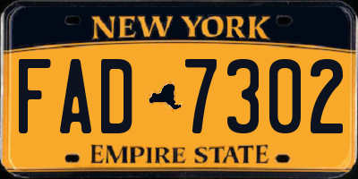 NY license plate FAD7302