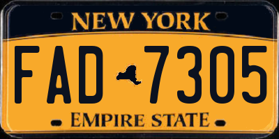 NY license plate FAD7305
