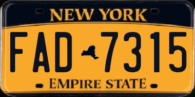 NY license plate FAD7315