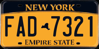 NY license plate FAD7321
