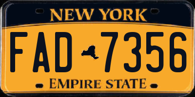 NY license plate FAD7356