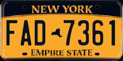 NY license plate FAD7361