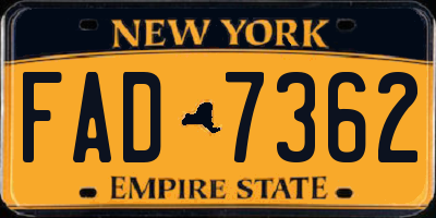NY license plate FAD7362