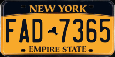 NY license plate FAD7365