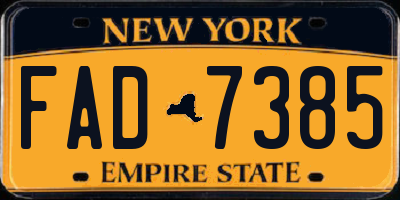 NY license plate FAD7385