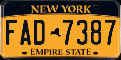 NY license plate FAD7387