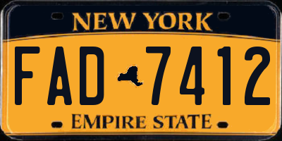 NY license plate FAD7412