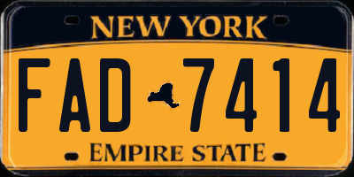 NY license plate FAD7414