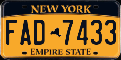 NY license plate FAD7433