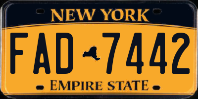 NY license plate FAD7442