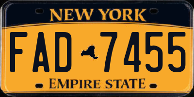 NY license plate FAD7455