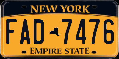 NY license plate FAD7476
