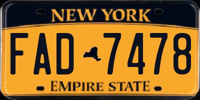 NY license plate FAD7478