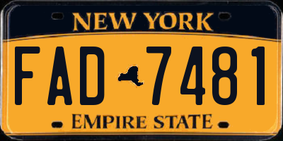 NY license plate FAD7481