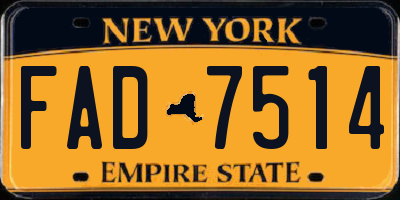 NY license plate FAD7514
