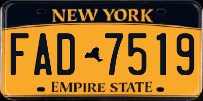 NY license plate FAD7519