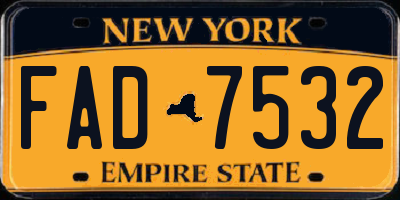 NY license plate FAD7532