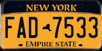NY license plate FAD7533