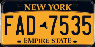NY license plate FAD7535
