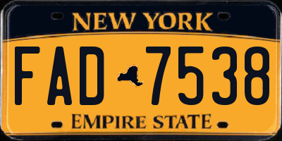 NY license plate FAD7538