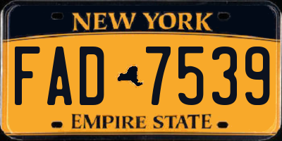 NY license plate FAD7539