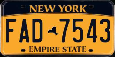 NY license plate FAD7543