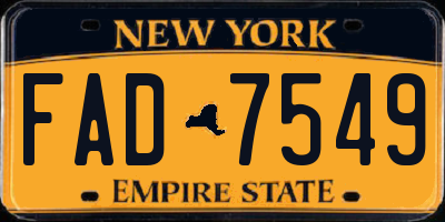 NY license plate FAD7549