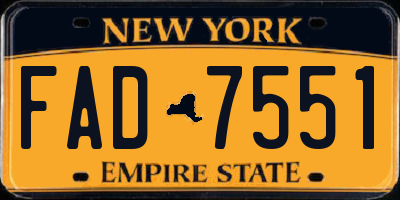 NY license plate FAD7551