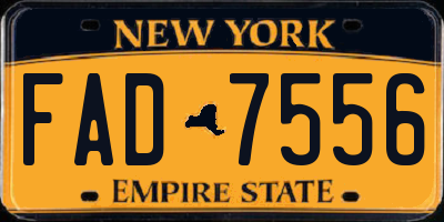 NY license plate FAD7556