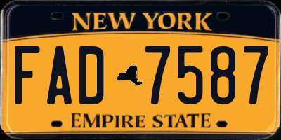 NY license plate FAD7587
