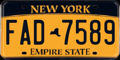 NY license plate FAD7589