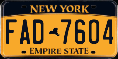 NY license plate FAD7604