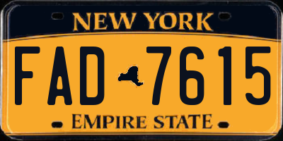 NY license plate FAD7615