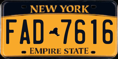 NY license plate FAD7616