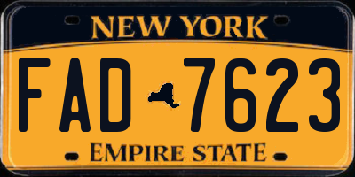 NY license plate FAD7623