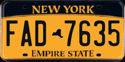 NY license plate FAD7635
