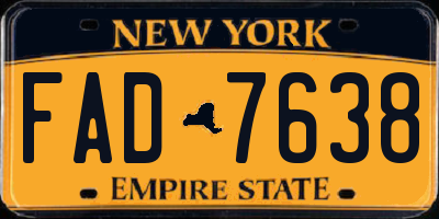 NY license plate FAD7638