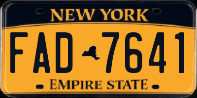 NY license plate FAD7641