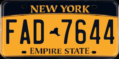 NY license plate FAD7644