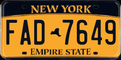 NY license plate FAD7649